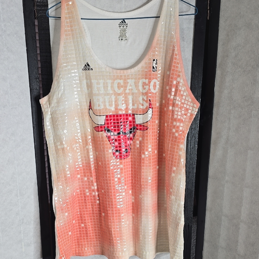 Adidas Chicago Bulls Sequin Tank Top - Red and White